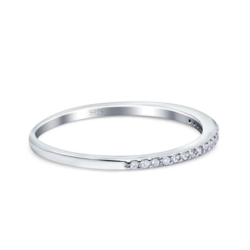 Half Eternity Wedding Band Simulated Cubic Zirconia 925 Sterling Silver
